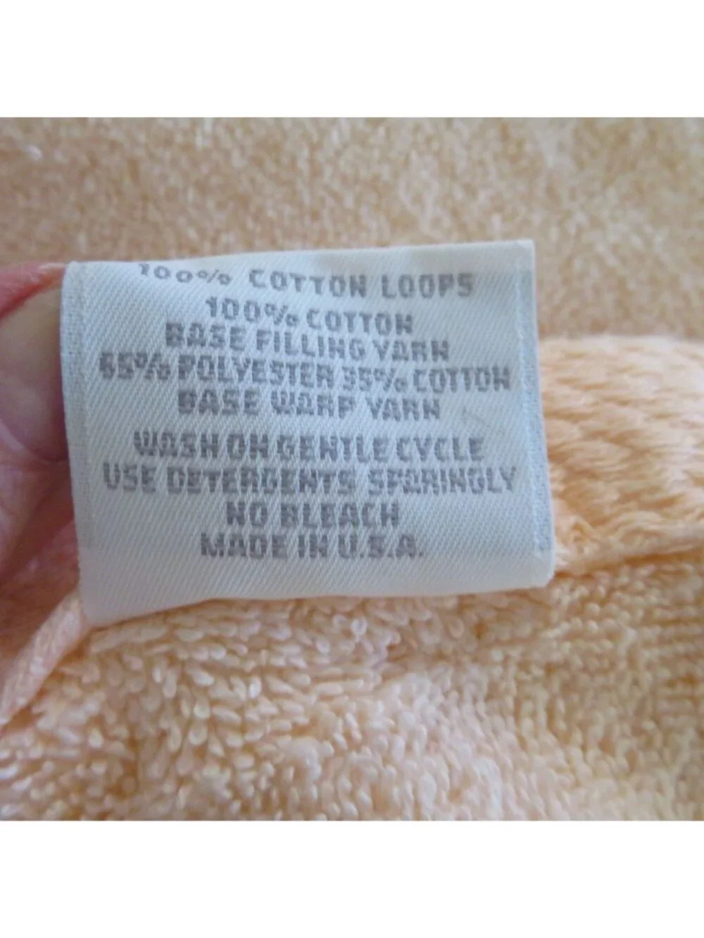 Vintage Trousseau Peach Bath Towels Embroidered Satin Trim Lace Edge USA Made
